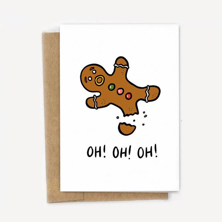 Åh! Åh! Åh! Pepparkaksgubbe Roligt Julkort för wholesale av A Fink & Ink