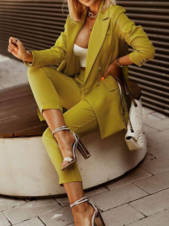 double breasted blazer coat pants set for wholesale by Flarix