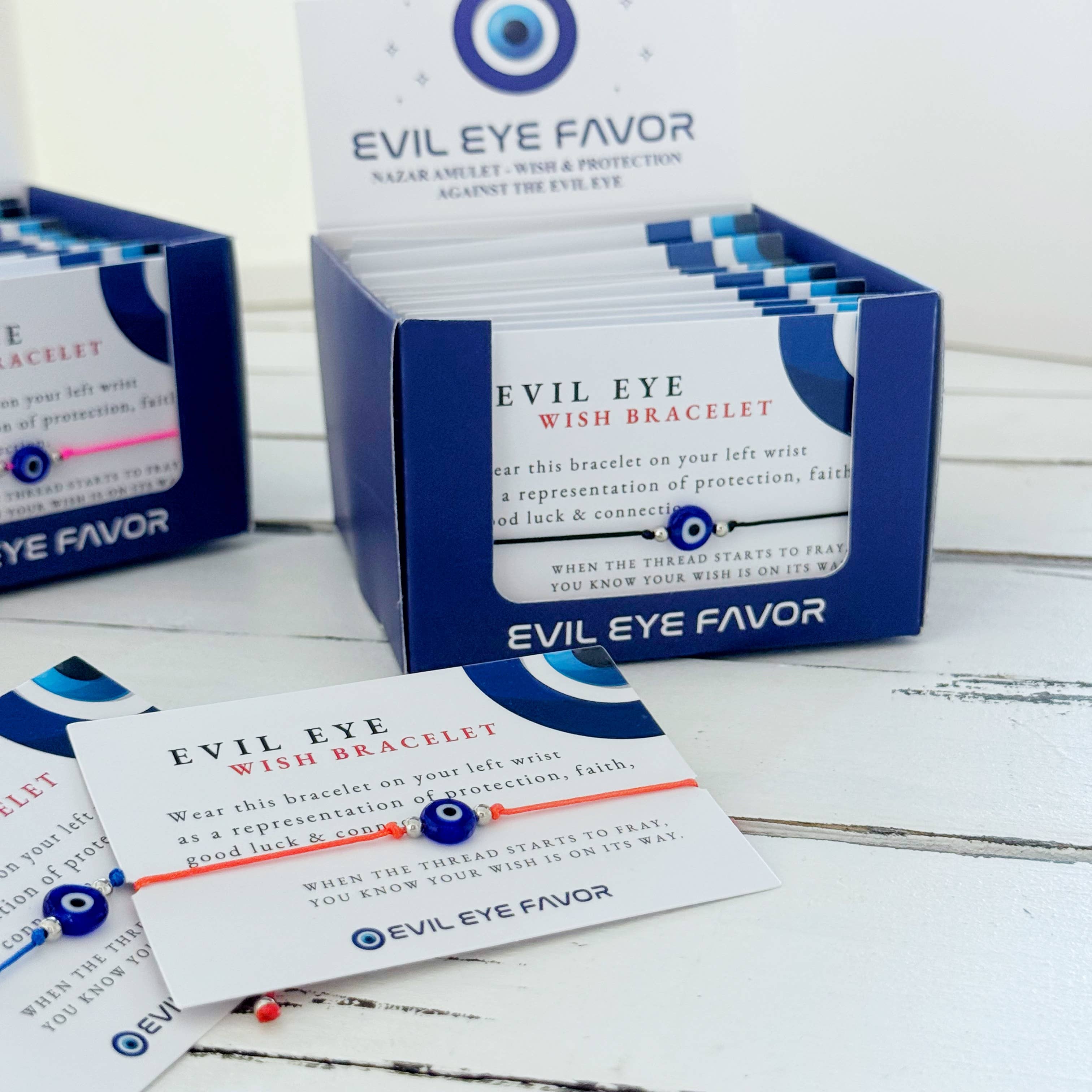 Evileyefavor - Vente Bracelets à breloques/pendentifs - Bracelet de Vœux Œil Maléfique Réglable - 25 avec Boîte de Présentation1