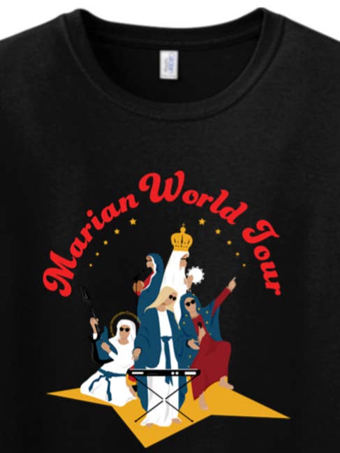 Marian World Tour Adult T-shirt for wholesale by Sock Religious