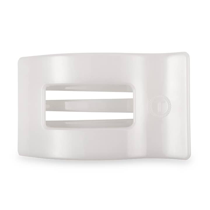 TELETIES - Wholesale Hair Clip - Women's - Flat Rectangle Hair Clip | Large | Coconut White