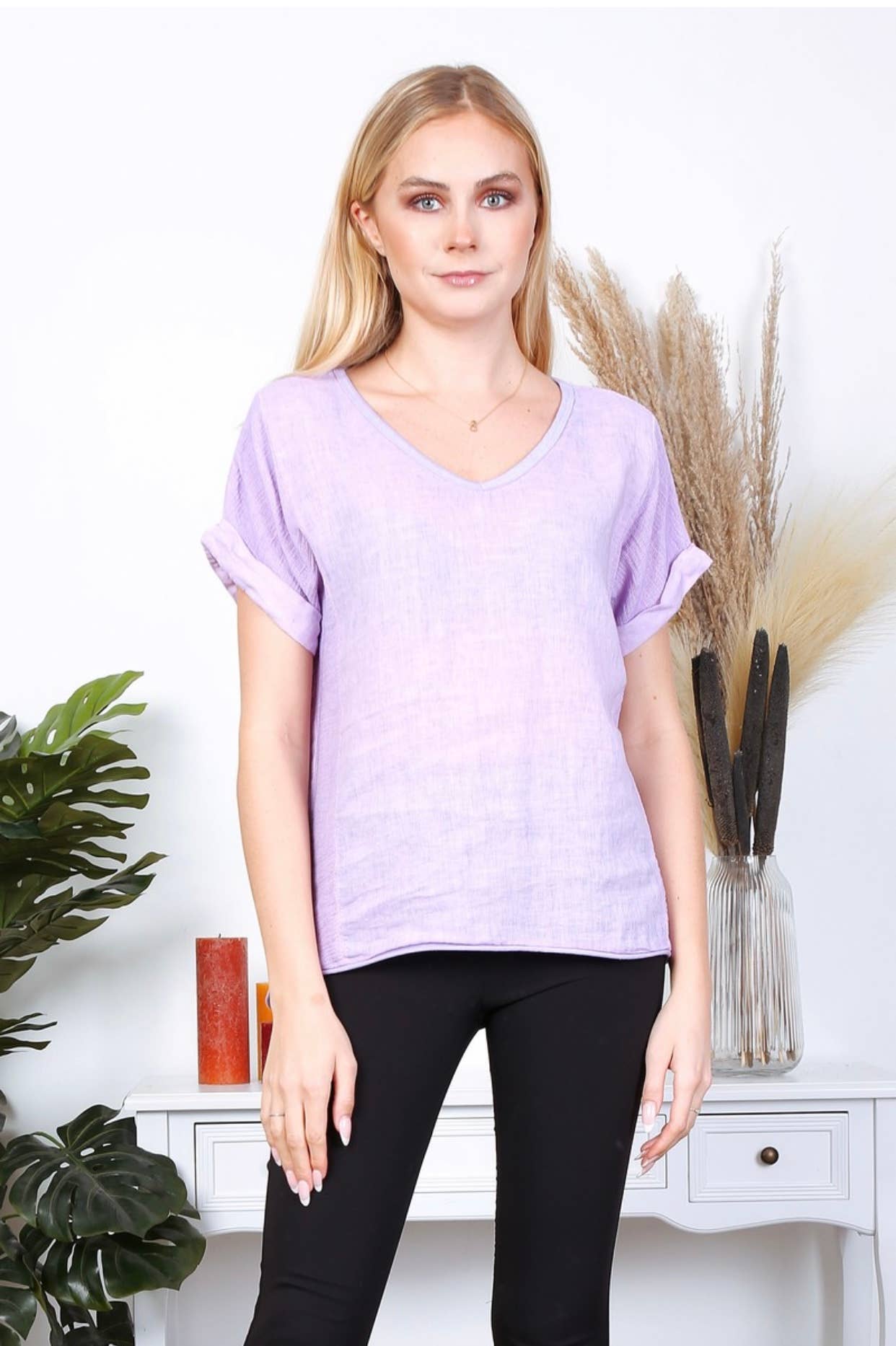 LÉA & LUC - Vente T-shirt – femme - T-Shirt texturé en 100% lin REF. 65117