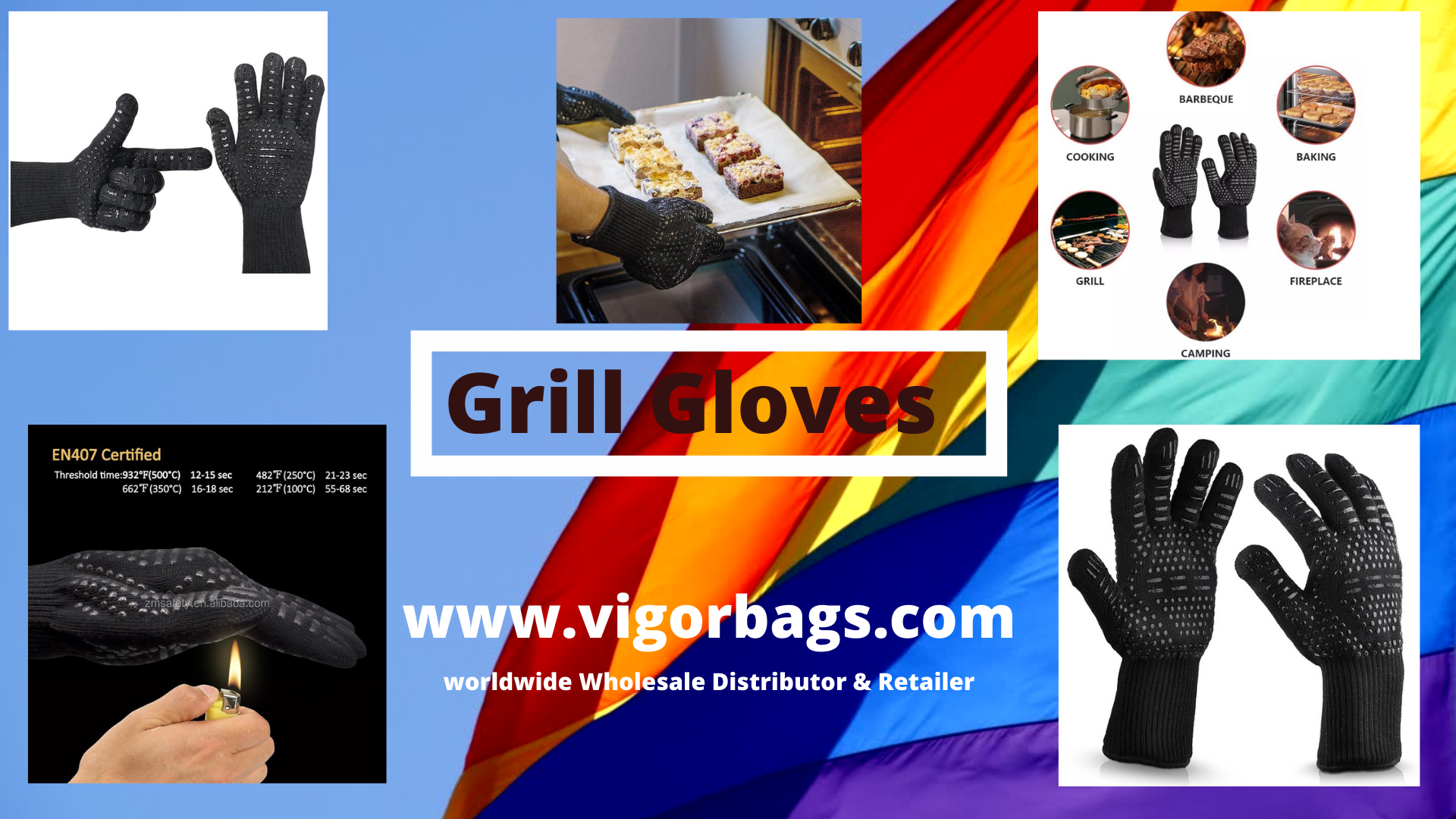 VIGOR - Wholesale Oven Mitt/Pot Holder - BBQ Grill Gloves Cut & 932°F Heat Resistant Gloves10