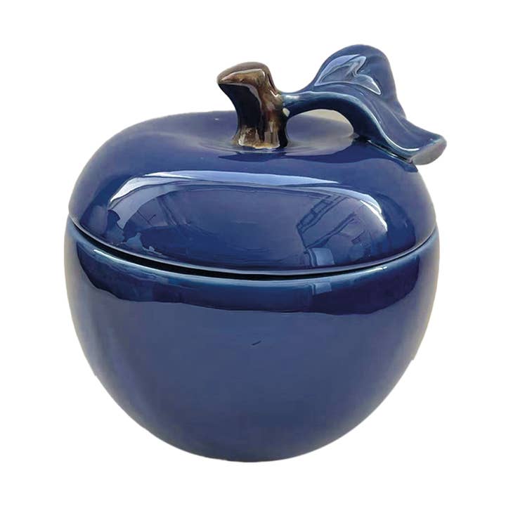 Blue apple box D16.7 H17cm for wholesale by Opjet Paris