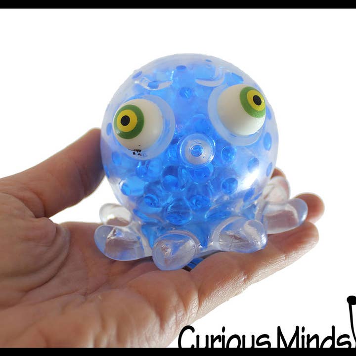 Curious Minds Toys - Vente Jouet mou – enfant et bébé - 1 pieuvre aux grands yeux remplie de gel Squeeze Stress