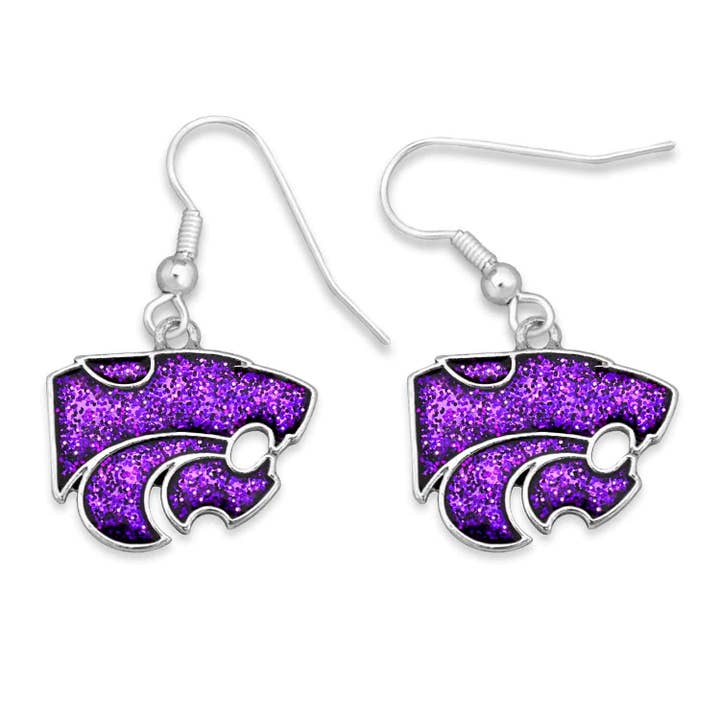 From The Heart - Wholesale Dangle Earrings - Kansas State Wildcats Game Day Glitter Earrings