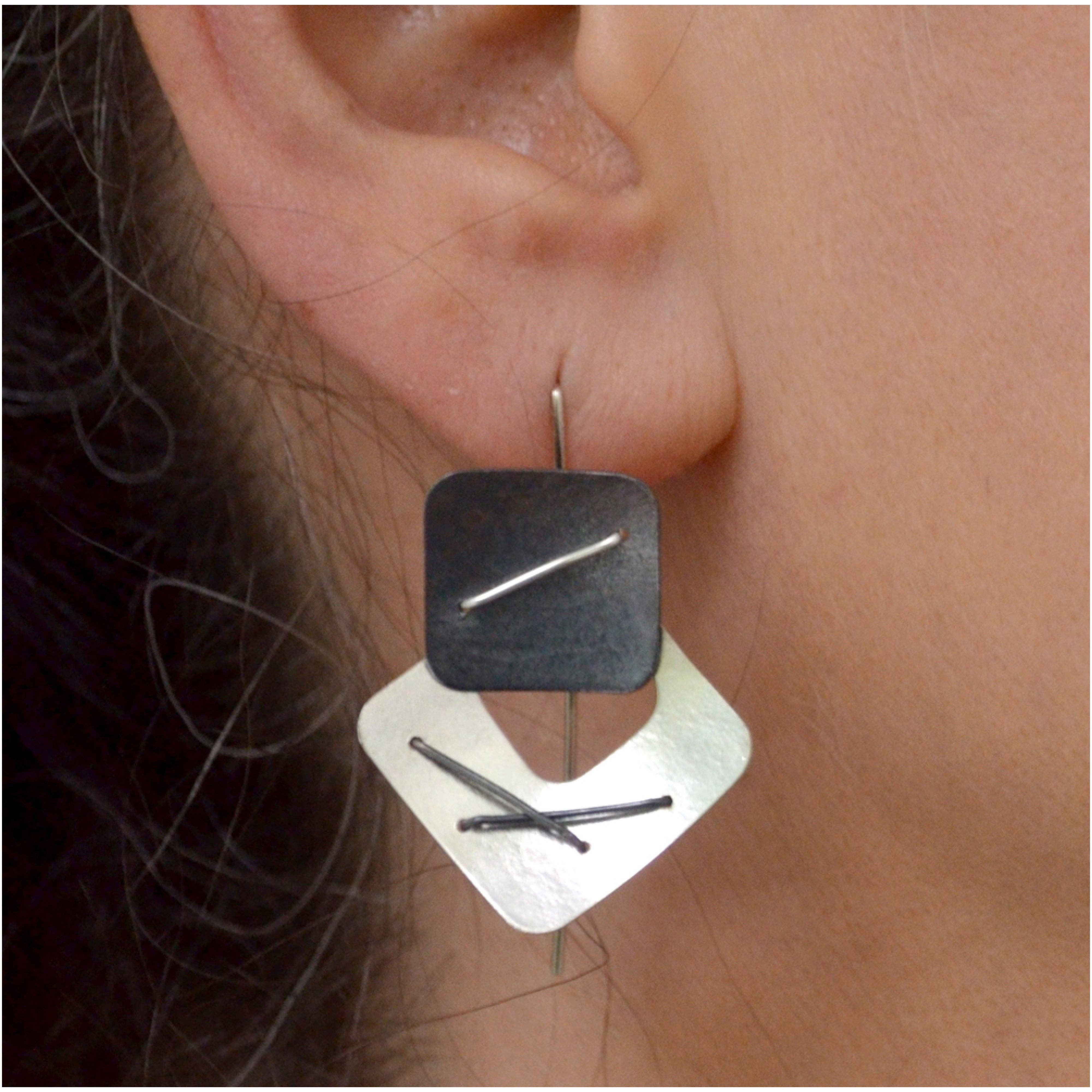 Suzanne Schwartz Jewelry - Wholesale Dangle Earrings - Two Square Layered Earrings6