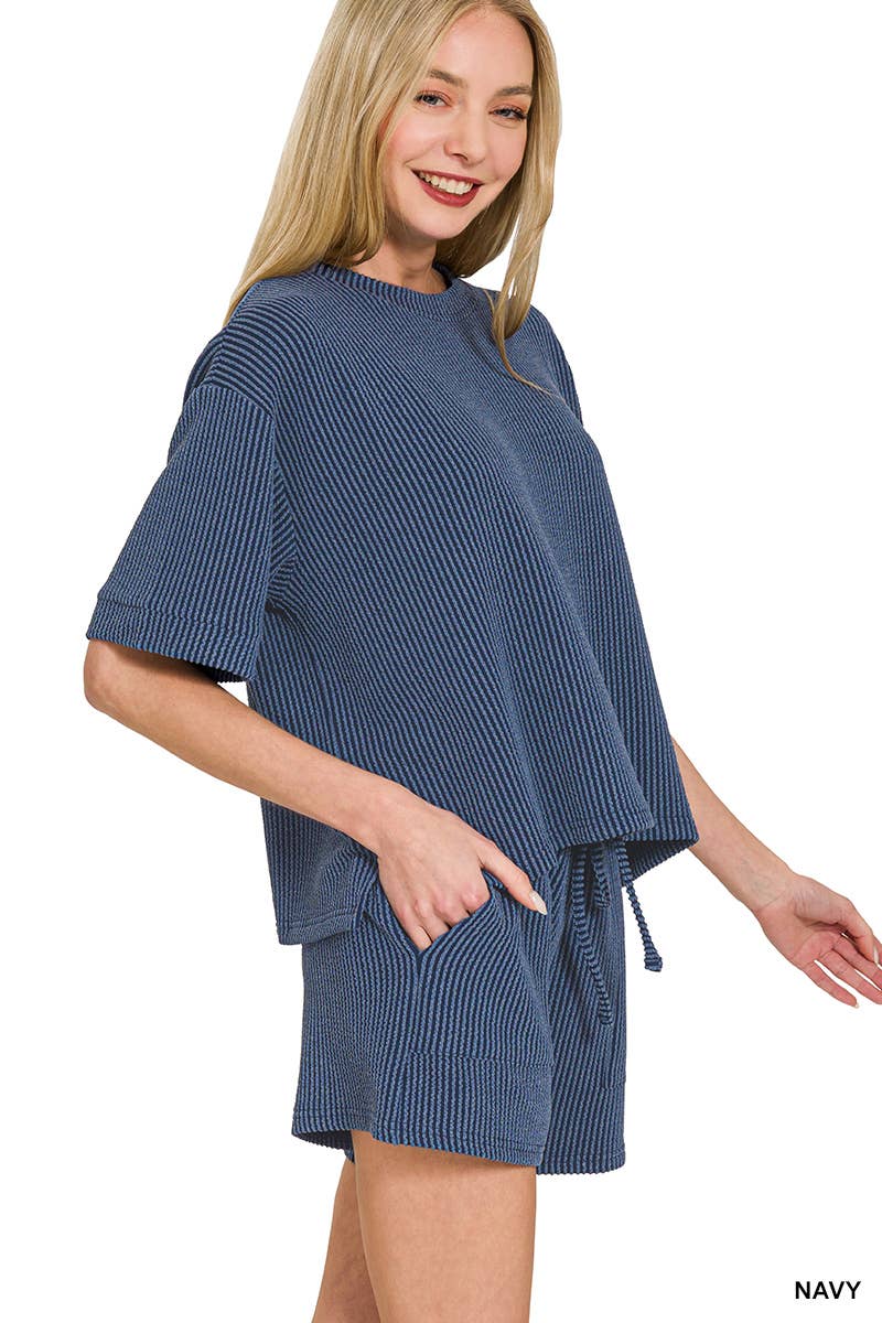 42POPS – Engroshandel Loungesæt - Dame – .Corded Rib T-shirt & Shorts 2-delt Sæt51