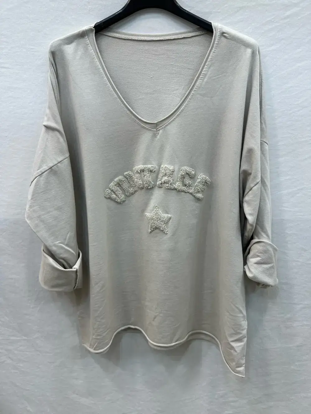 Mimi & Gogo – Großhandel Sweatshirt – Damen – Vintage Sweatshirt mit gesticktem Stern, Einheitsgröße1