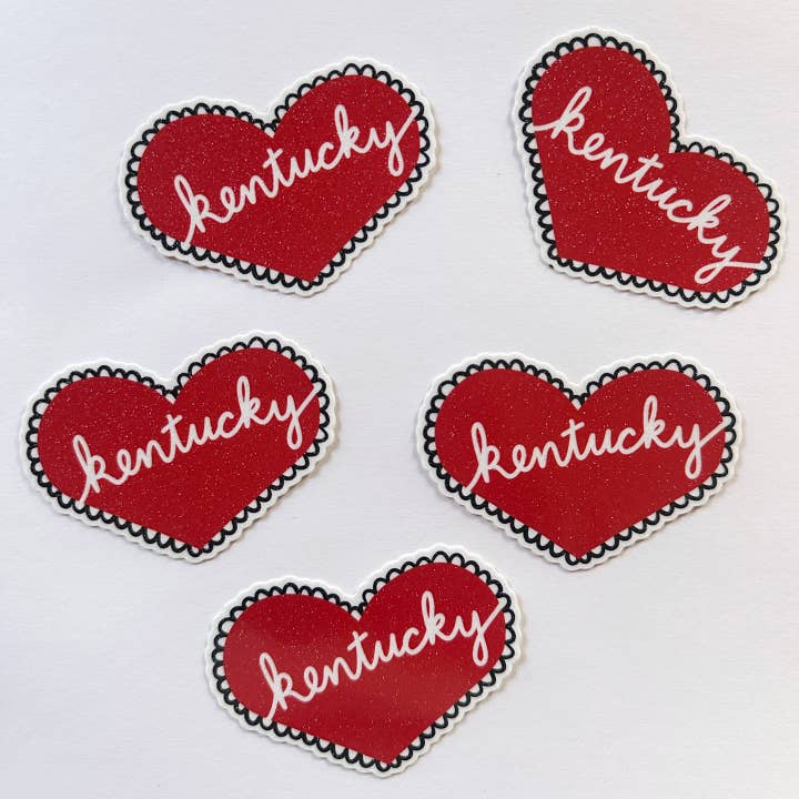Kentucky Glitter Heart Sticker Vinyl KY Souvenir for wholesale by Made by Nilina