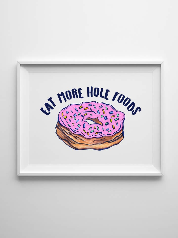Impressão de roscas Eat More Hole Foods por Sarah Hiers Design por atacado de Sarah Hiers Design