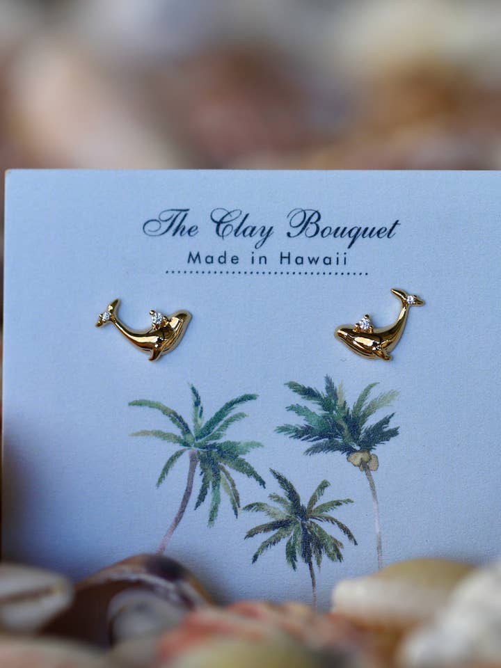 Whale studs for wholesale by The Clay Bouquet