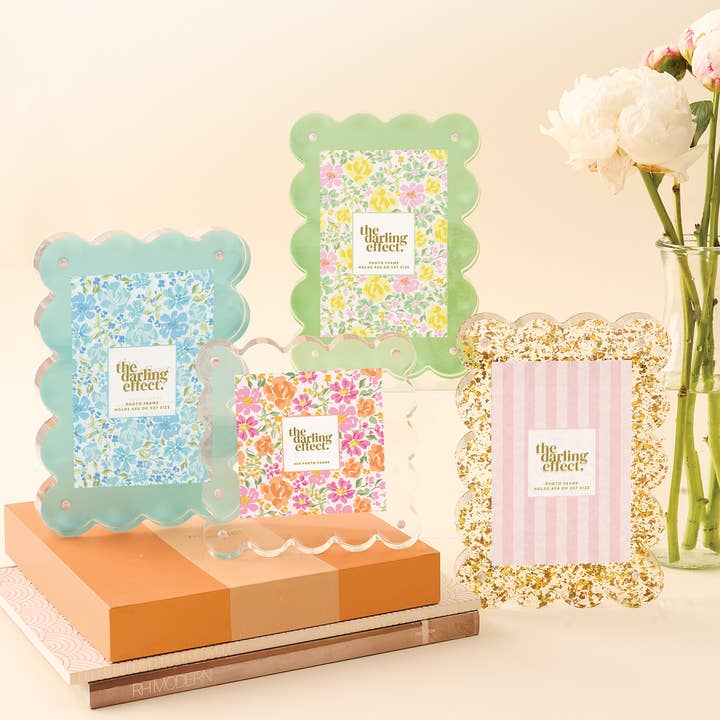 The Darling Effect - Wholesale Picture Frame - Square Scalloped Acrylic Frame-Clear