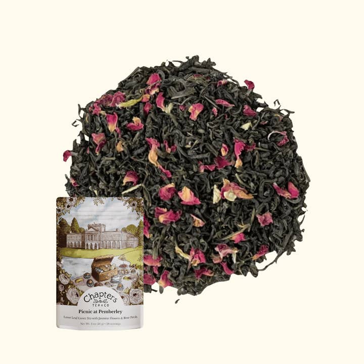 Chapters Tea & Company - Wholesale Loose Tea - Picnic at Pemberley (Blooming Jasmine Rose Petal Green Tea) 2oz