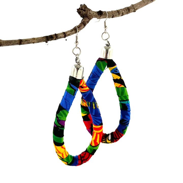 Kitenge-Loop-Ohrringe für den Großhandel von Crazy Love Africa