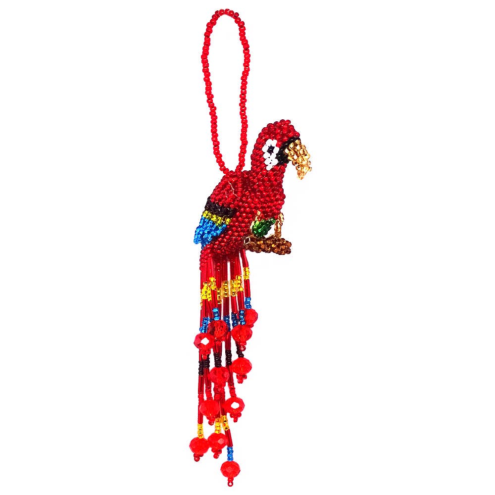 Pichincha - Wholesale Ornament - Beaded Parrot Figurine Seed Bead Fringe Dangle Ornament1