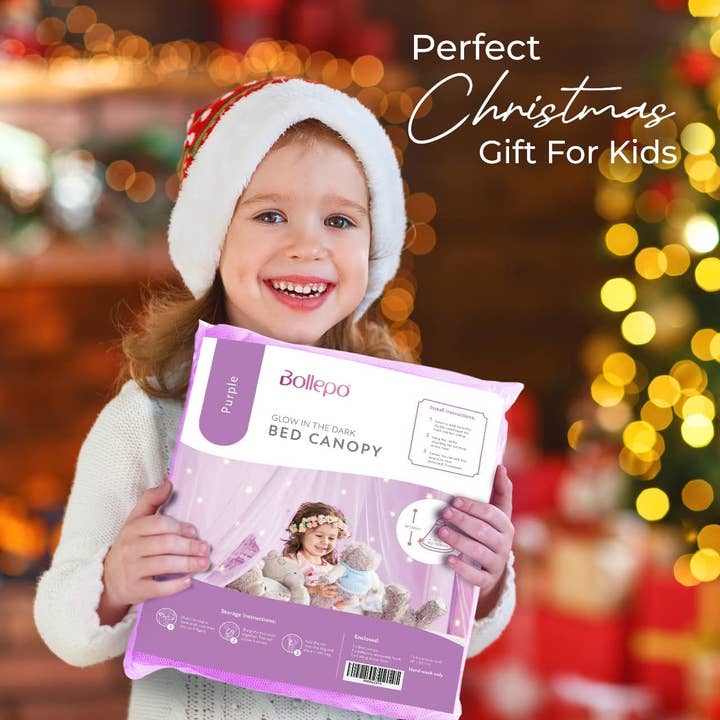 Bollepo - Vendita all'ingrosso Baldacchino letto - Bambini e neonati - Baldacchino con stelle luminose, viola6