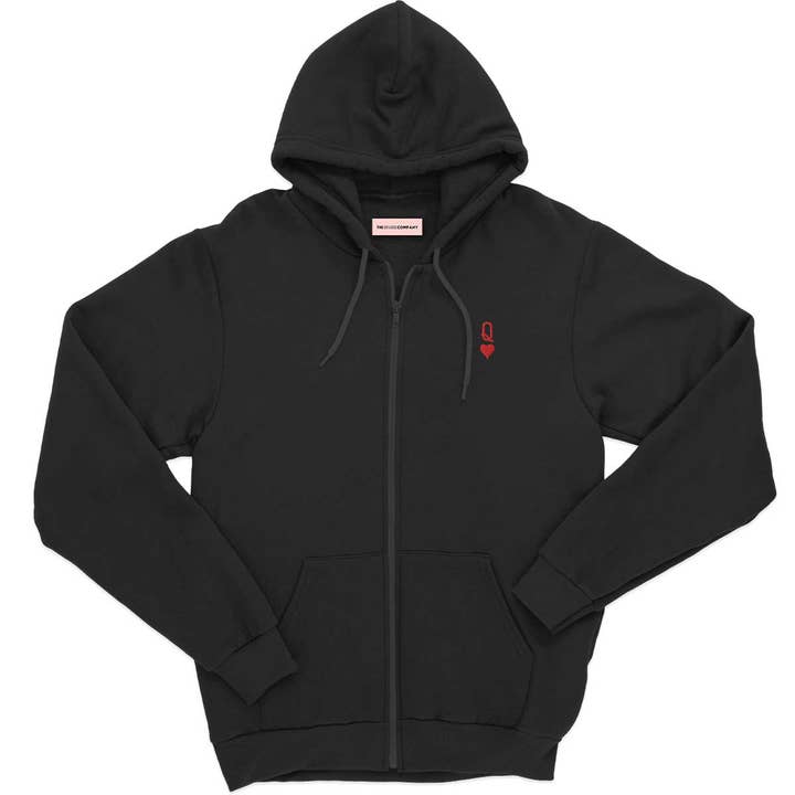 Queen Tiny Embroidery Detail Zipped Hoodie for wholesale by The Spark Company