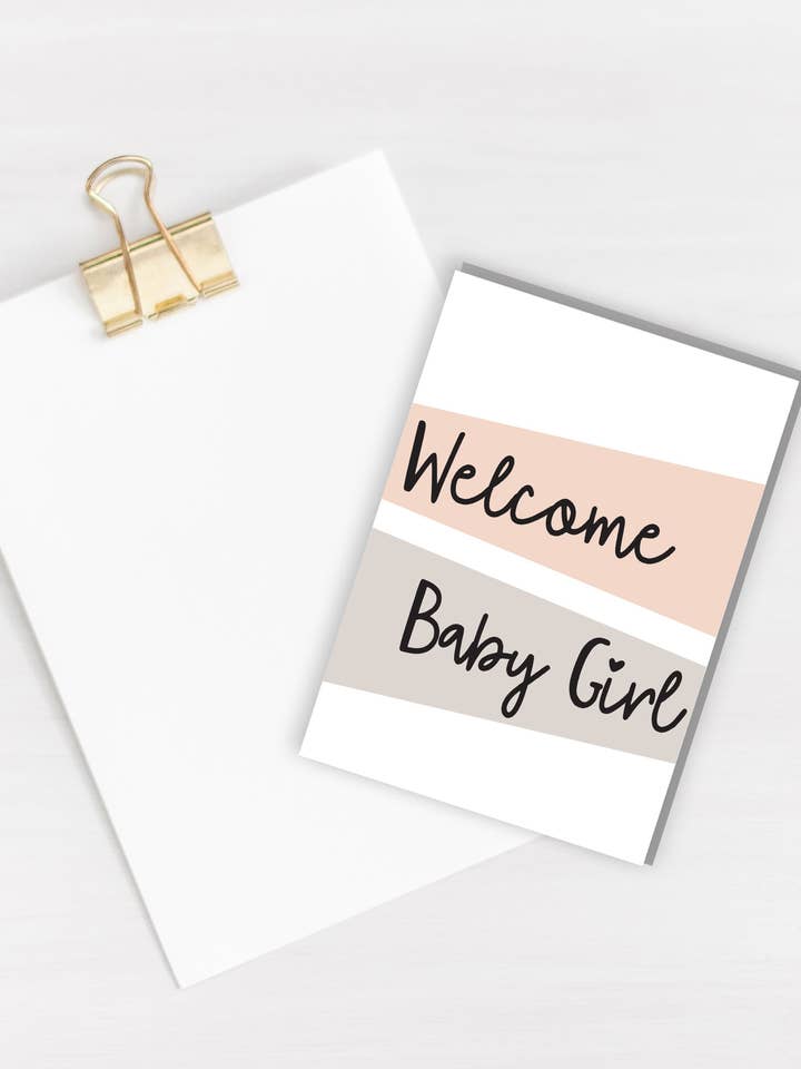 Welcome Baby Girl Card for wholesale by Três Paper Co