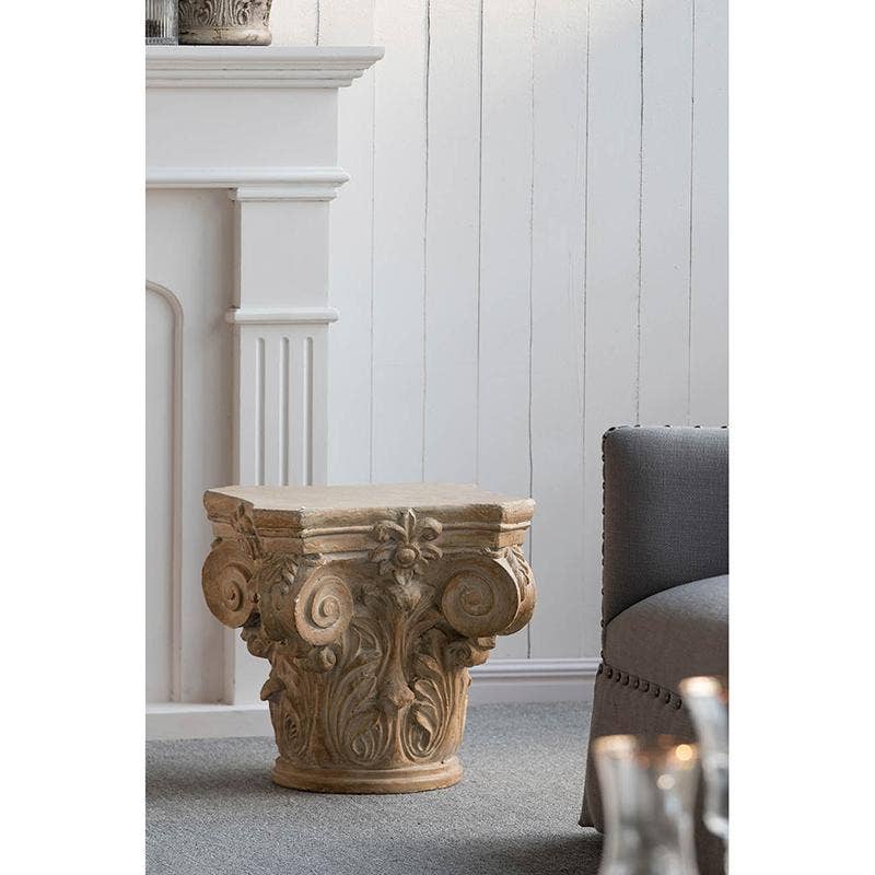 A&B Home Group Inc. - Wholesale Side Table - 18x18x18.5" Roman Cream Column Cap Pedestal, Large3