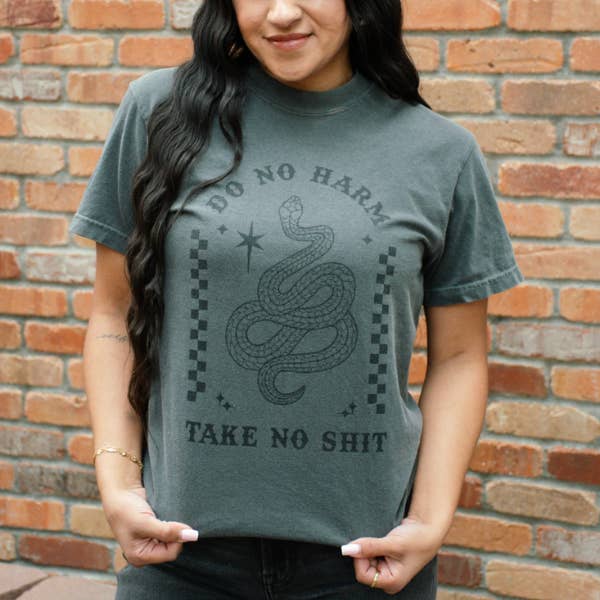 Modern Pastime - Vendita all'ingrosso Maglietta serigrafata - Unisex - T-shirt unisex "Do No Harm Take No Shit" - Pepe/Pesca2