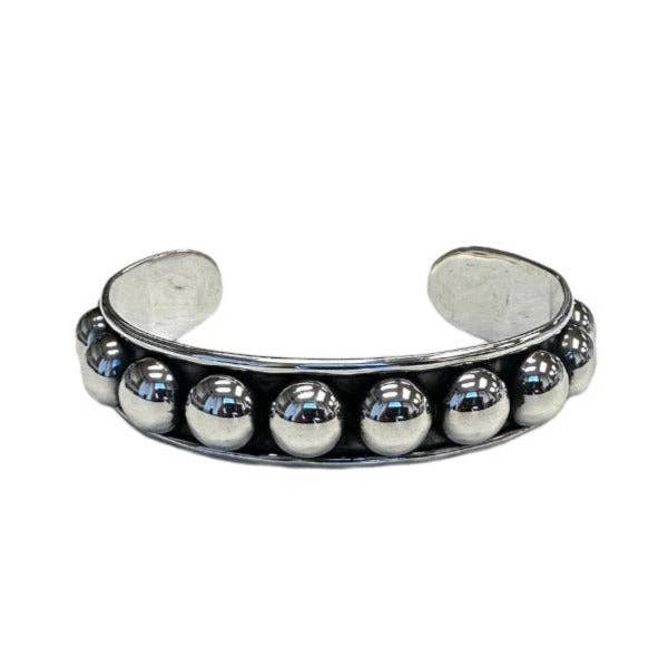 Select Lines - Wholesale Cuff Bracelet - Sterling Silver Dotted Bead Row 15mm Cuff Bracelet0