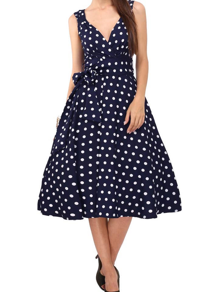 40s 50s Vintage Swing Dress, Retro Prom, Navy, Plus Size for wholesale by Miss Lavish London