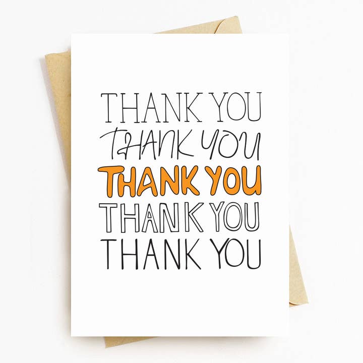 Biglietto di auguri Thank You Times Five per la vendita all'ingrosso da parte di Pep Talker