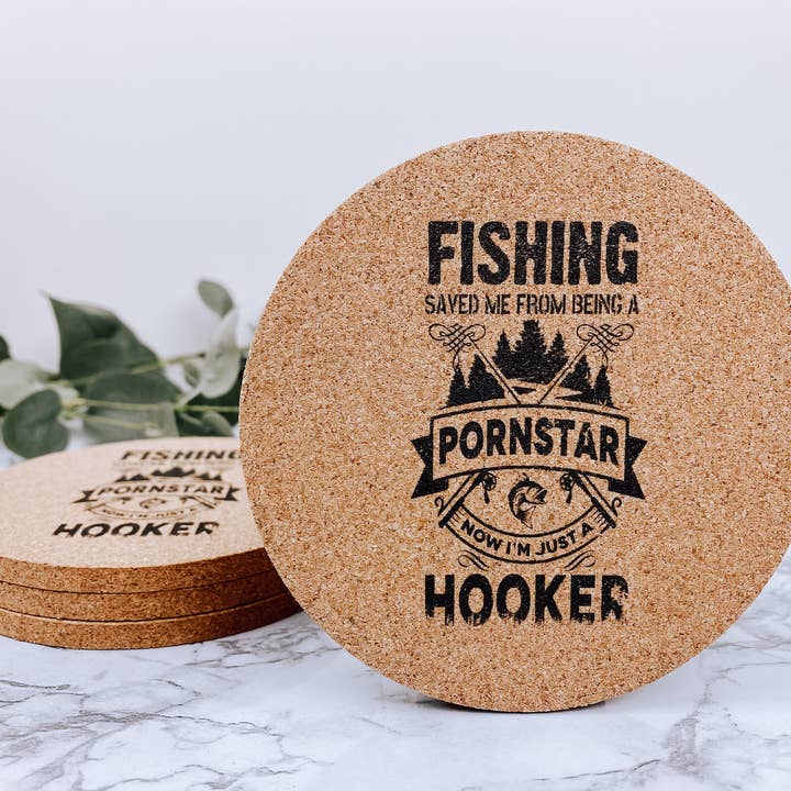 La pêche m'a sauvé d'être une star de la pornographie sous-verres en liège pour la vente par WT Custom Designs