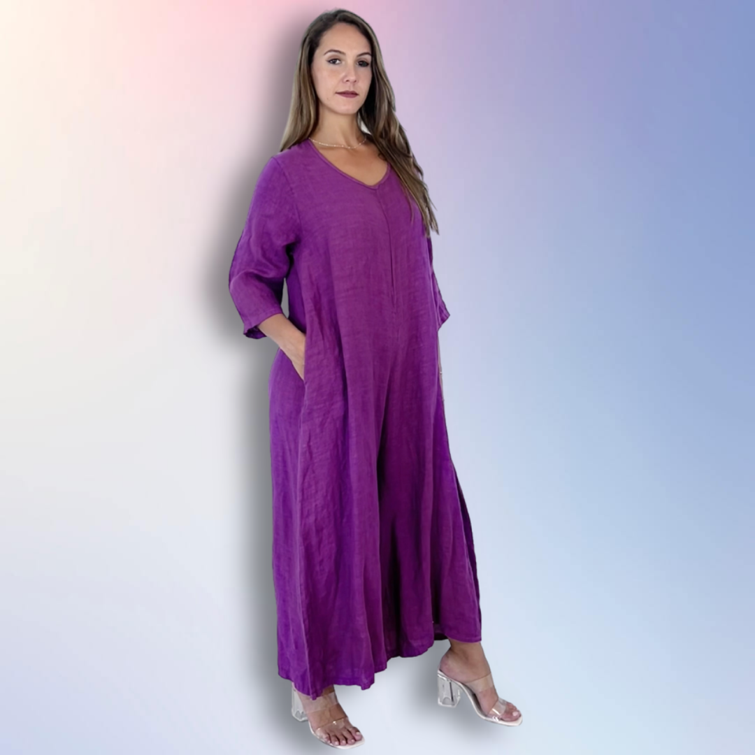 Linen & More - Vente Robe – femme - REF 2952 COMBINAISON À MANCHES EN 100 % LIN6