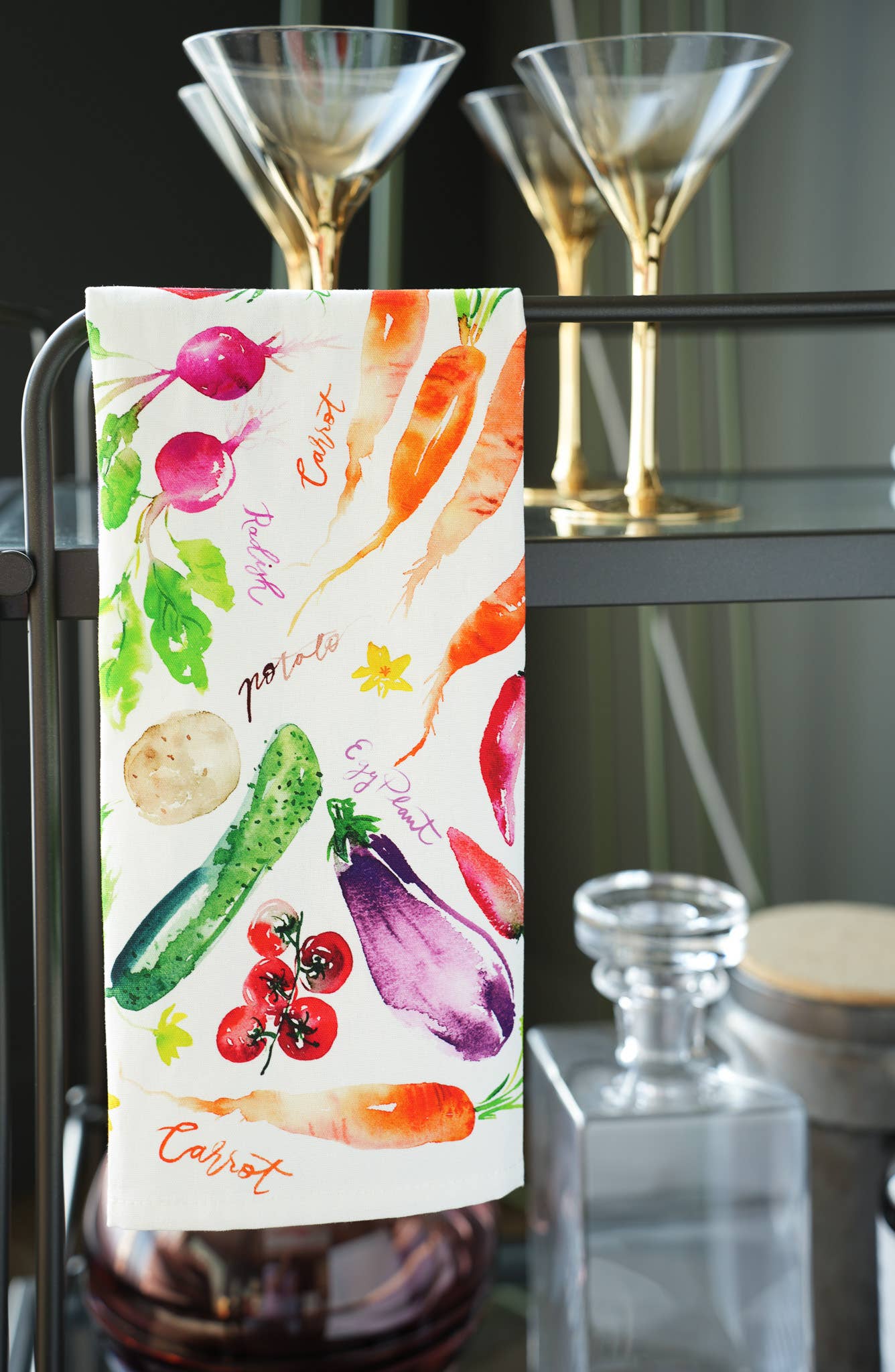 Jean Choe Art & Design - Wholesale Tea Towel - Vegetable Medley Tea Towel. Watercolor Veggie Kitchen Towel.16