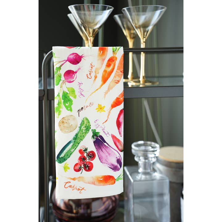 Jean Choe Art & Design - Wholesale Tea Towel - Vegetable Medley Tea Towel. Watercolor Veggie Kitchen Towel.16