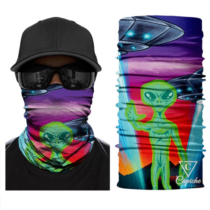 Alien Invasion Biker Mask - Purple/Green for wholesale by Capiche