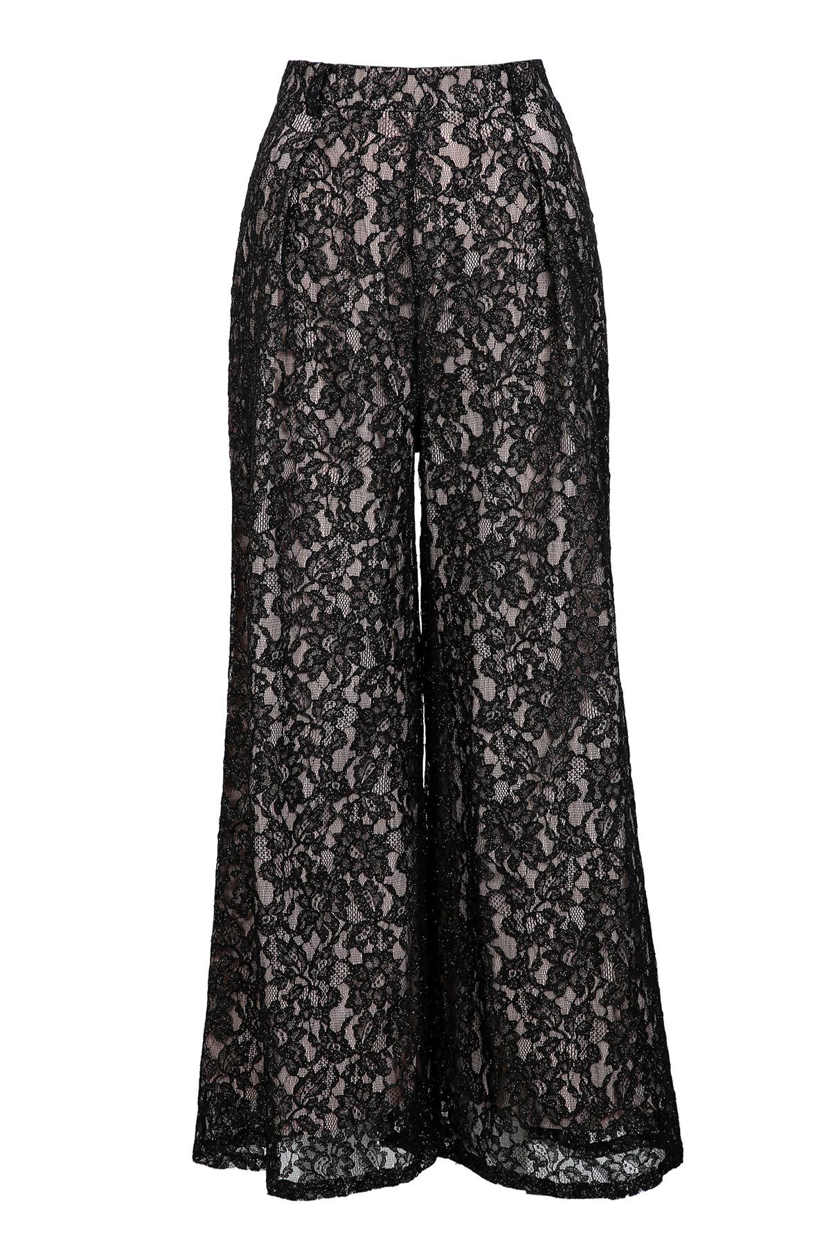 Beulah Style - Wholesale Pants - Women's - Floral Embroidered Mesh Maxi Slacks PC70362