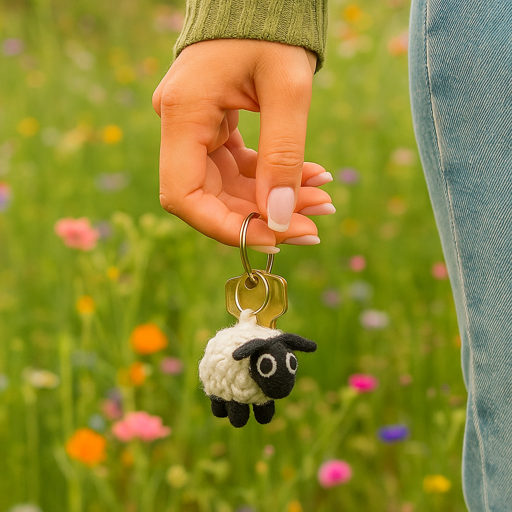 Felt So Good - Wholesale Keychain - Unisex - Handmade Fair trade Needle Felt Black Sheep Keyring1