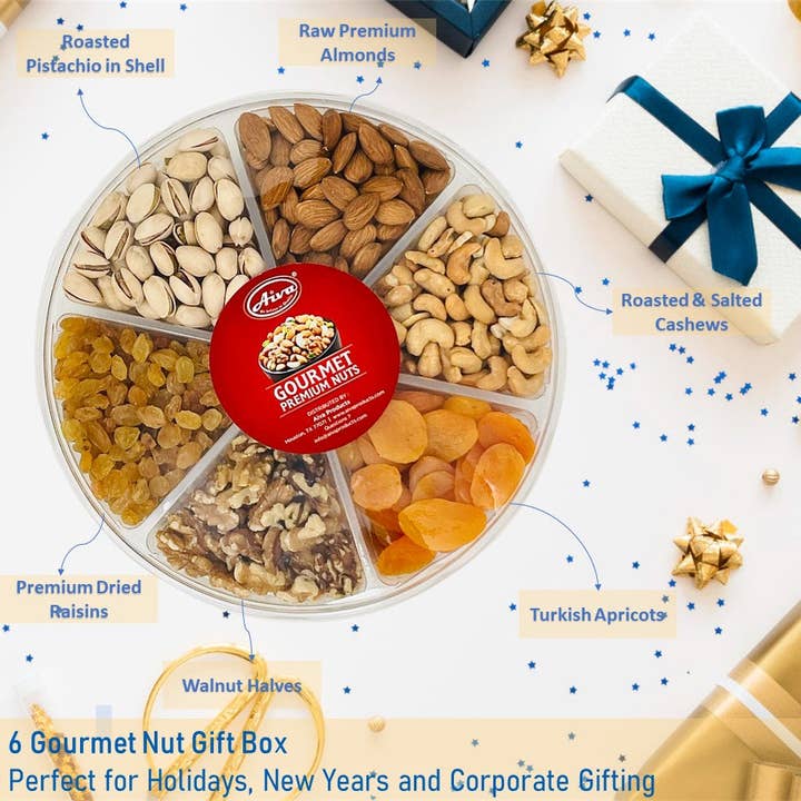 Aiva Products - Wholesale Nuts - Aiva Holiday Nuts Gift Basket | Fruit Nut Gift Box (1.8 lb)1