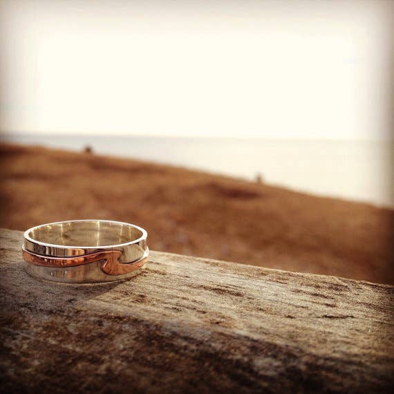 His Wave Ring in Silver and Copper for wholesale by Bridget Turner Jewellery