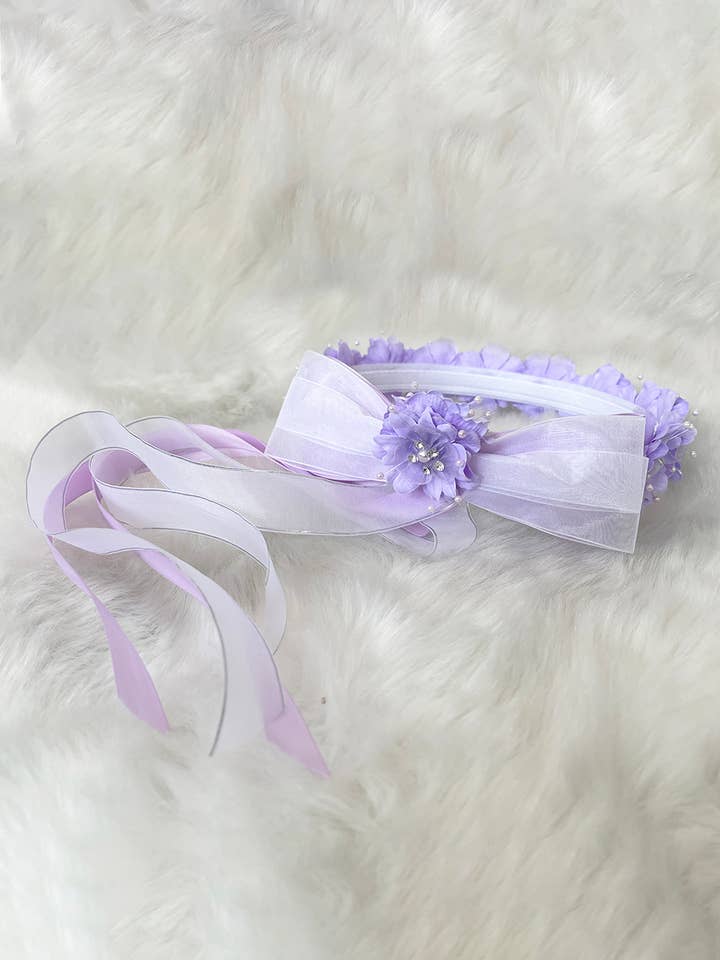 Corona de flores con gemas y lazo de cinta para venta al por mayor de Kid's Dream