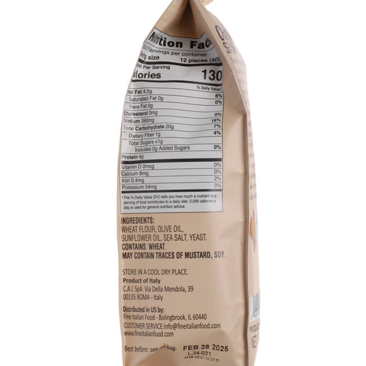 Fine Italian Food - Wholesale Crackers - Co. Sanremo Crispina Sea Salt, 6oz1