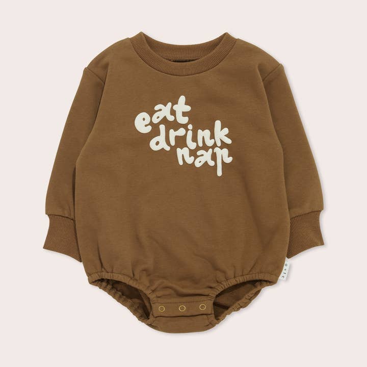 Eat, Drink, Nap Sweater Romper for wholesale by Olive + the Captain