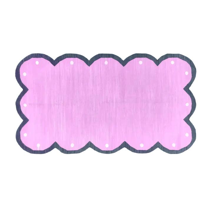 Handmade Scalloped Cotton Rug - Beige/Green for wholesale by Maia Homes