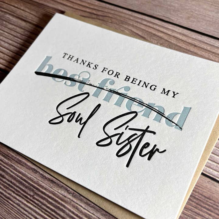 Kincaid Creative - Wholesale Friendship Card - Best Friend Card. Soul Sister Gift. Maid of Honor Card.