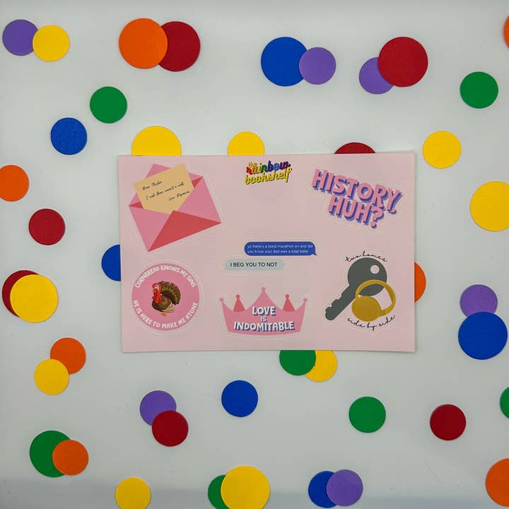 RWRB Inspired Sticker Sheet / Casey Mcquiston for wholesale by The Rainbow Bookshelf
