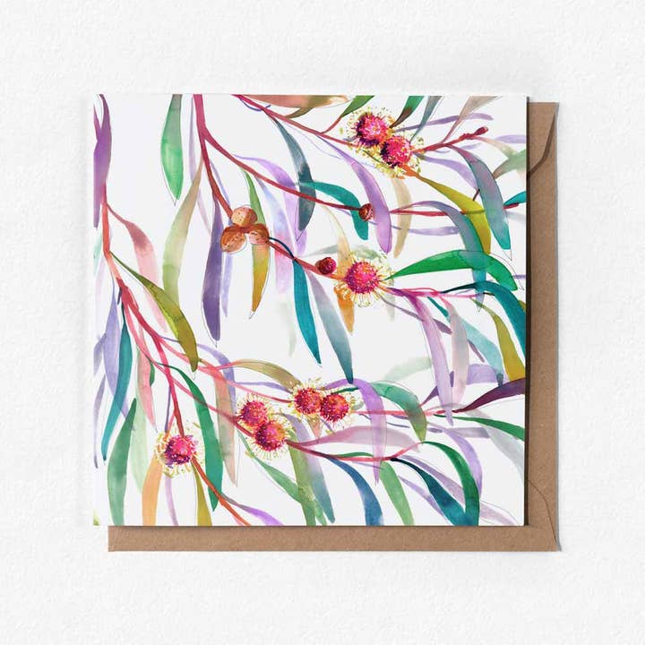 Natalie Martin | Australian Watercolour Artist - Venta al por mayor Tarjetas de felicitación - Tarjeta de felicitación 'La Hakea del Bulevar'1