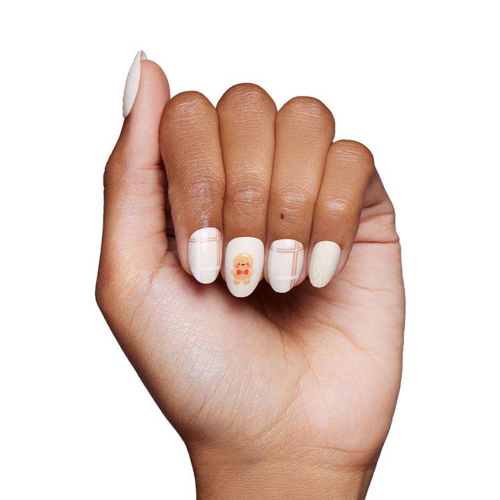 Glamnetic - Wholesale Press-On/Fake Nails - Gingerbread Knit Press-On Nails | Short Oval| Halloween Fall
