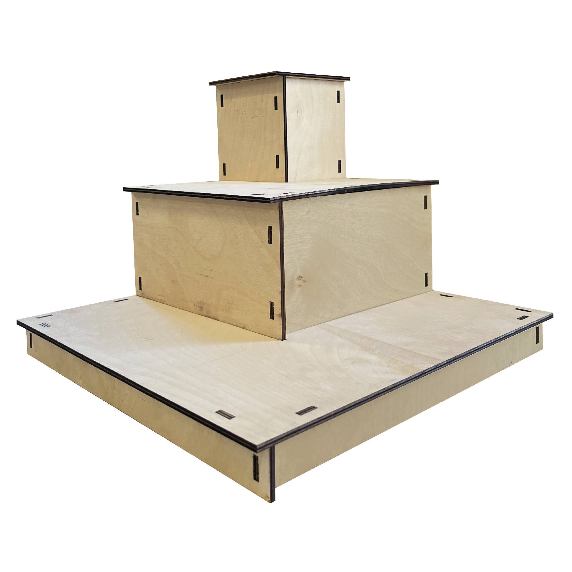 Torched Displays - Wholesale Displaystandaard/case voor retailer - Draagbaar houten displayrek met 3 niveaus voor in de hoek3