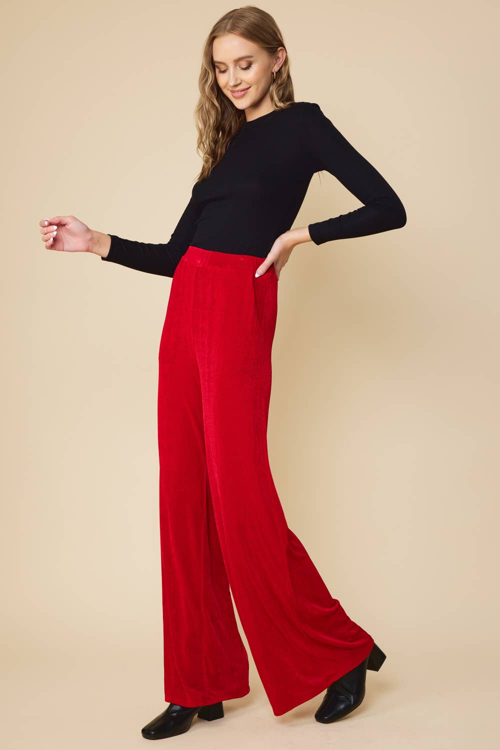 FSL Apparel - Wholesale Pants - Women's - SP7053 - WIDE LEG LONG PANTS WITH ELASTIC WAIST BAND12