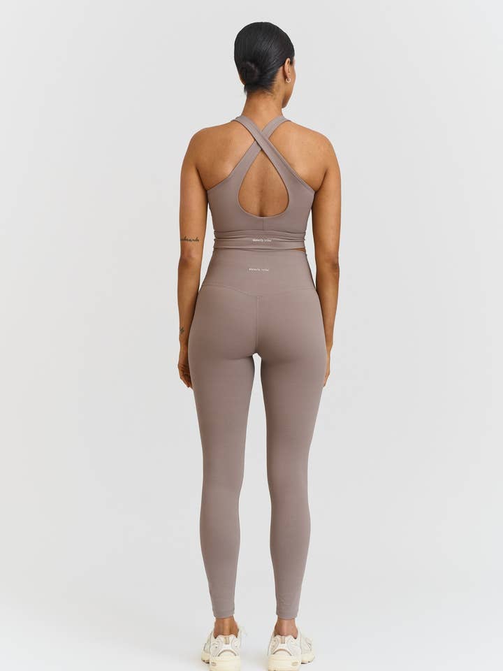 Sisterly Tribe - Wholesale Sports Bra - Women's - Softsculpt V-neck Cross Back Bra - Clay5