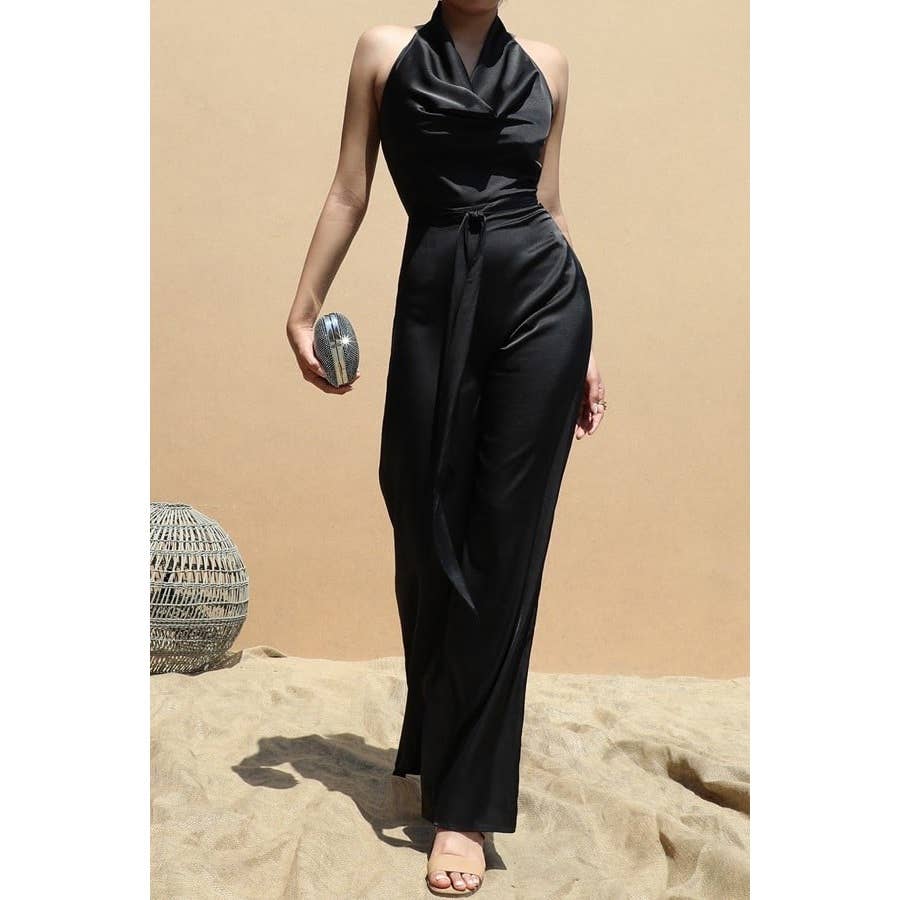 Esmeray Clothing - Vente Combinaison – femme - Combinaison élégante à col nu avec ceinture élégante0