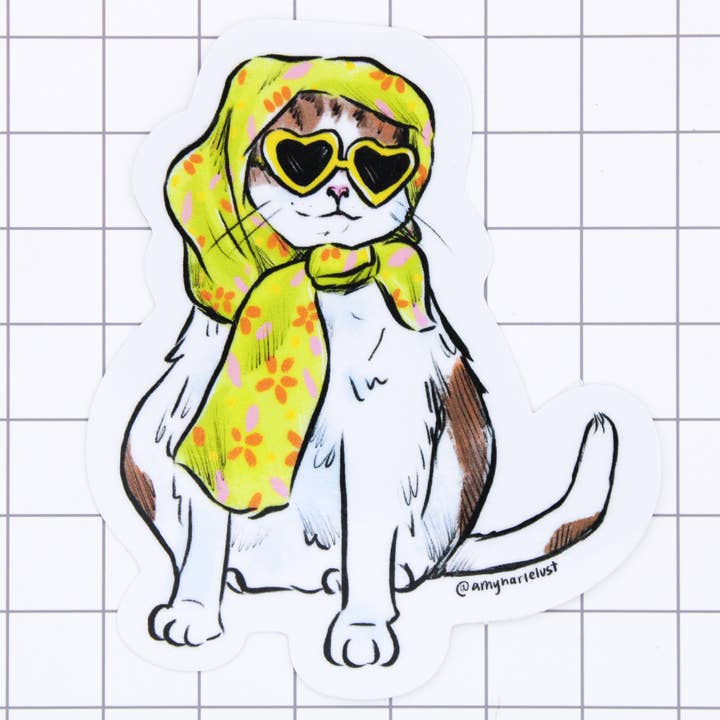 Autocolante de Vinil Gata Glamourosa por atacado de Amy Hartelust Art and Illustration